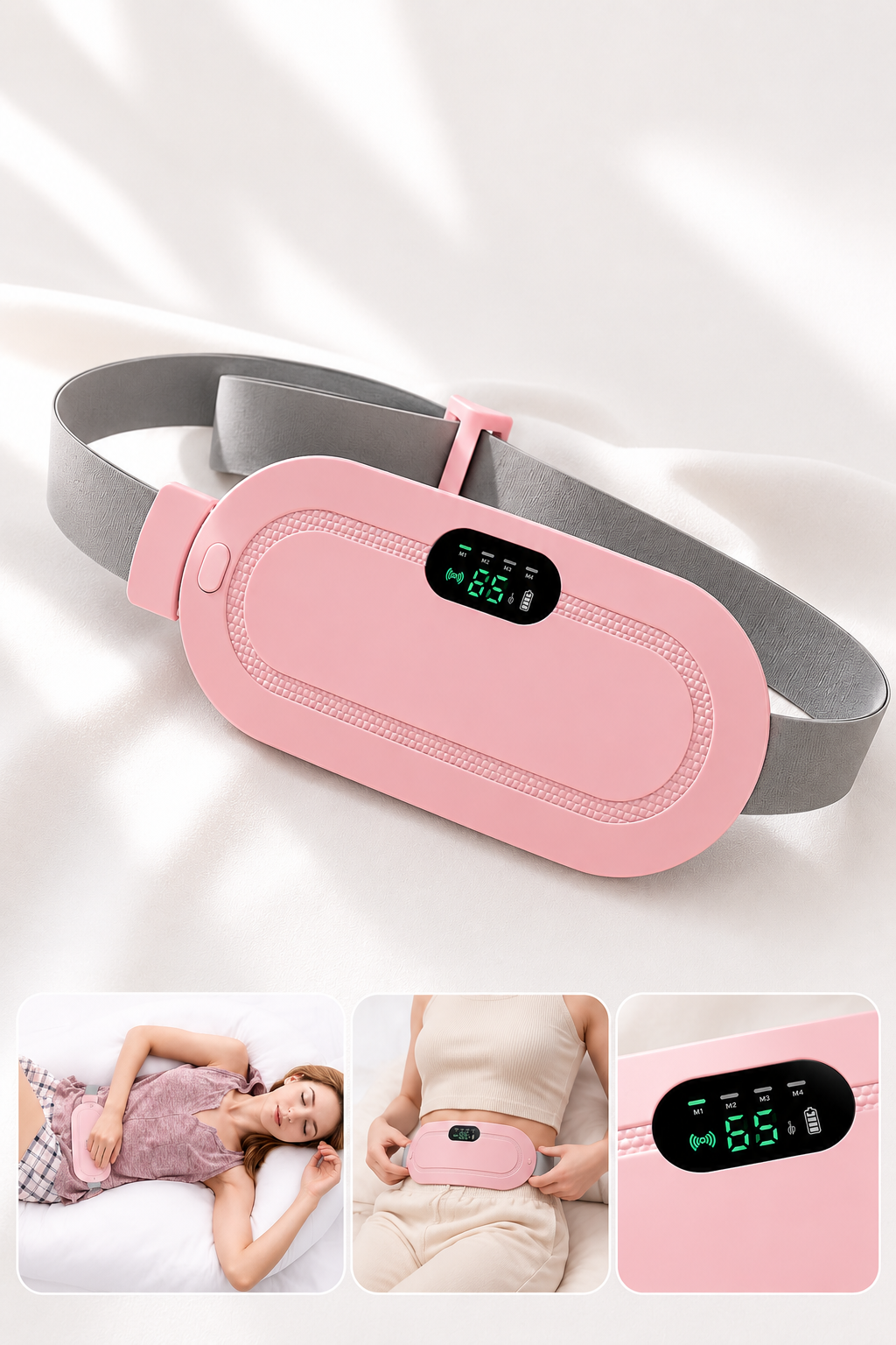 Period Cramp Relief Belt – Heating Pad & Vibration Massager for Instant Pain Relief