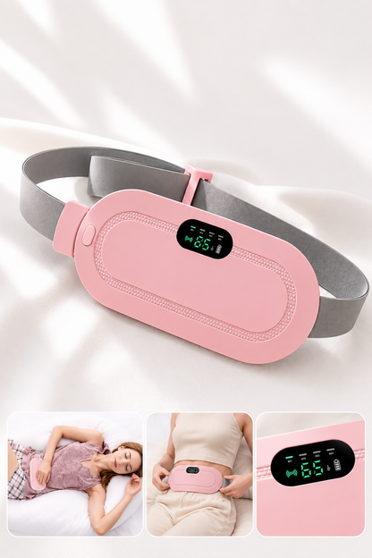 Period Cramp Relief Belt – Heating Pad & Vibration Massager for Instant Pain Relief
